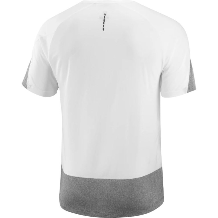 White / Grey Salomon Cross Run Short Sleeve Men's T-Shirts | IE WI7489